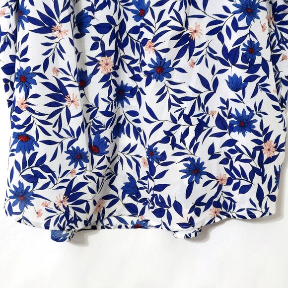 Liz Claiborne Womens Floral Flutter Sleeve Top Size 2XL V-Neck Office Mature - Picture 5 of 8